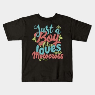 Just A Boy Who Loves Motocross Gift graphic Kids T-Shirt